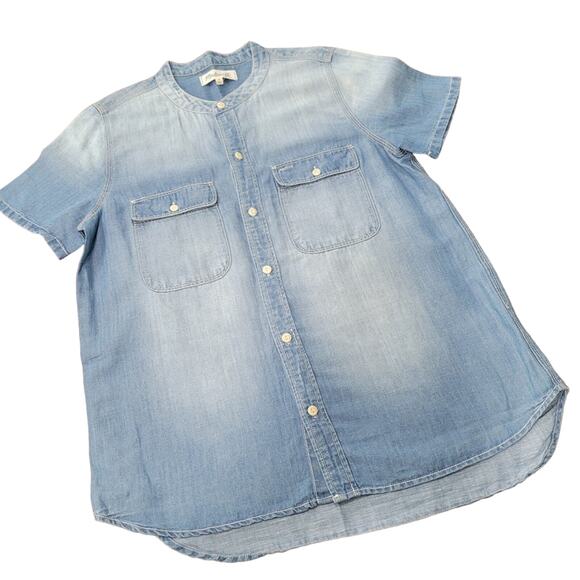 Madewell Linen Cotton Blend Button Front Chambray Denim Shirt Size Small - Picture 1 of 6